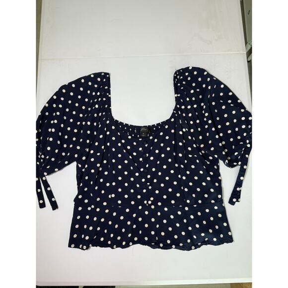 J.Crew Navy Blue Polka Dot Top - Size Medium - Picture 5 of 9